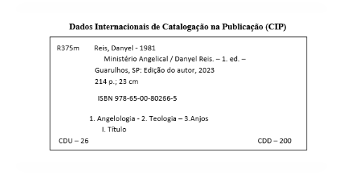 Imagem de uma ficha de Dados Internacionais de Catalogação na Publicação (CIP) para um livro, contendo várias linhas de texto com informações sobre o autor, título, edição, local de publicação, data, número de páginas, ISBN e tópicos de catalogação.