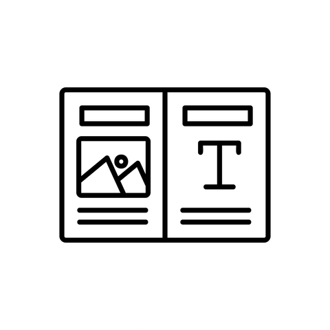 Ícone de folheto representando serviços de diagramação